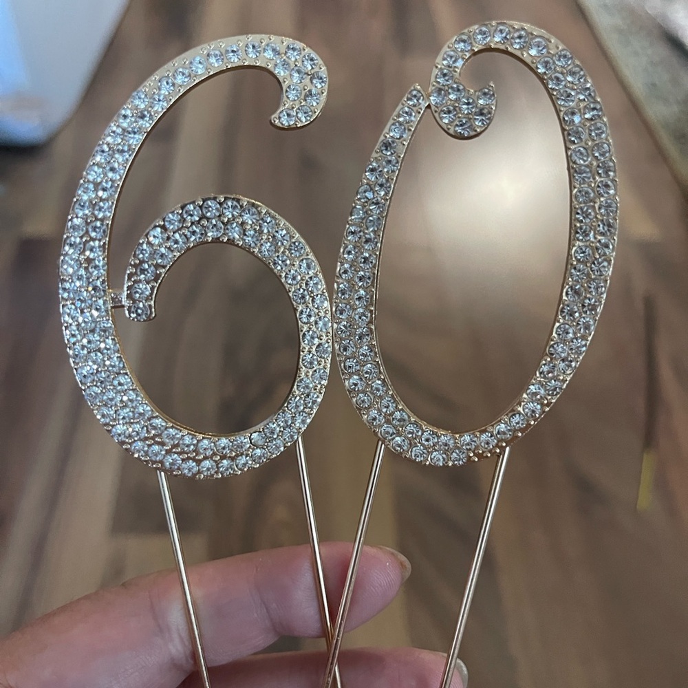 Gold Rhinestone Number Cake Toppers - Picture 4 of 5